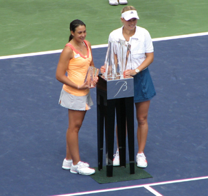 Wozniacki and Bartole With Trophies